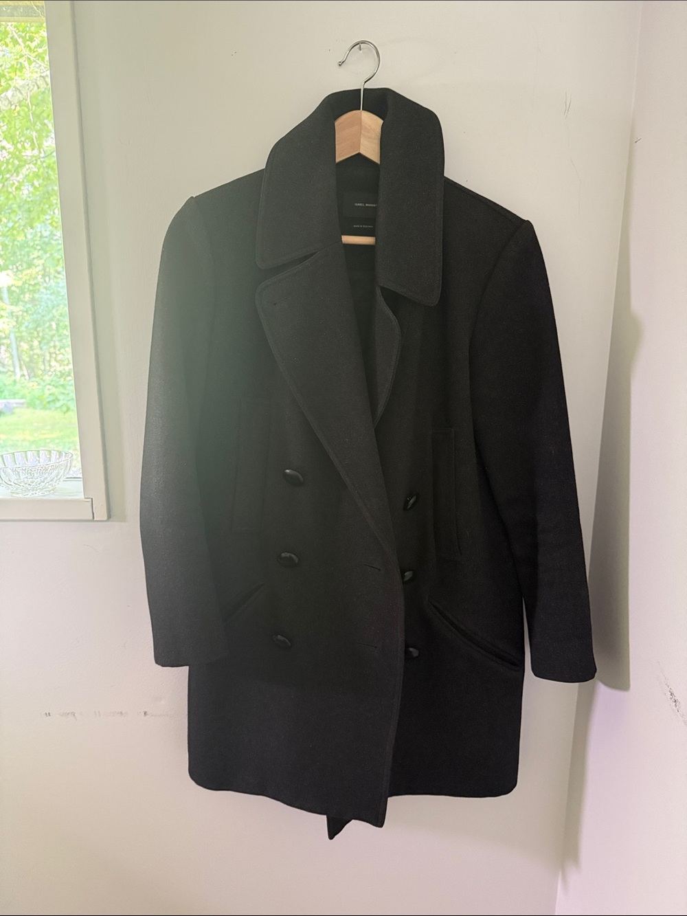 Isabel Marant Black Double-Breasted Wool Pea Coat